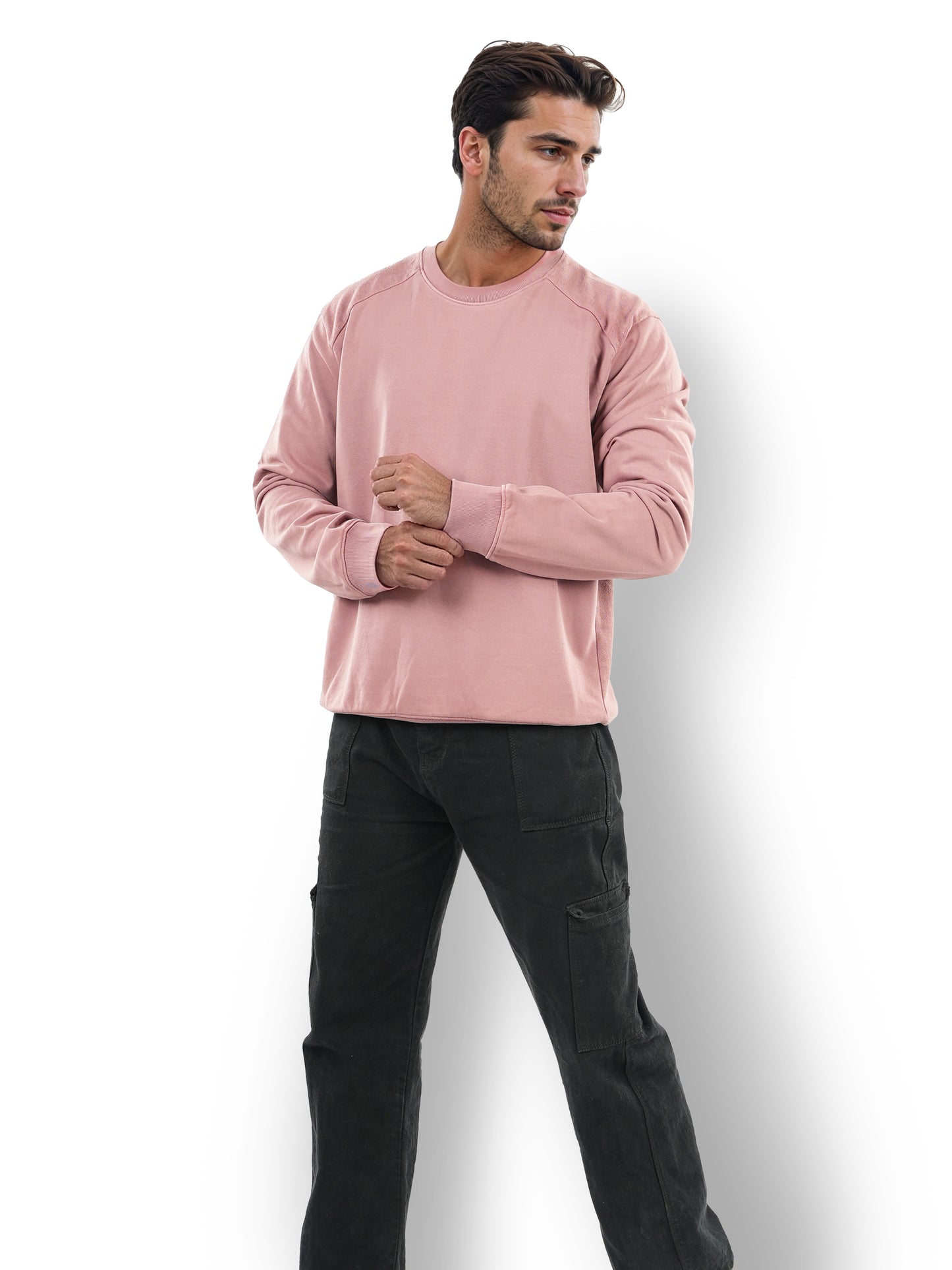 Pink Solid Cotton Sweatshirt