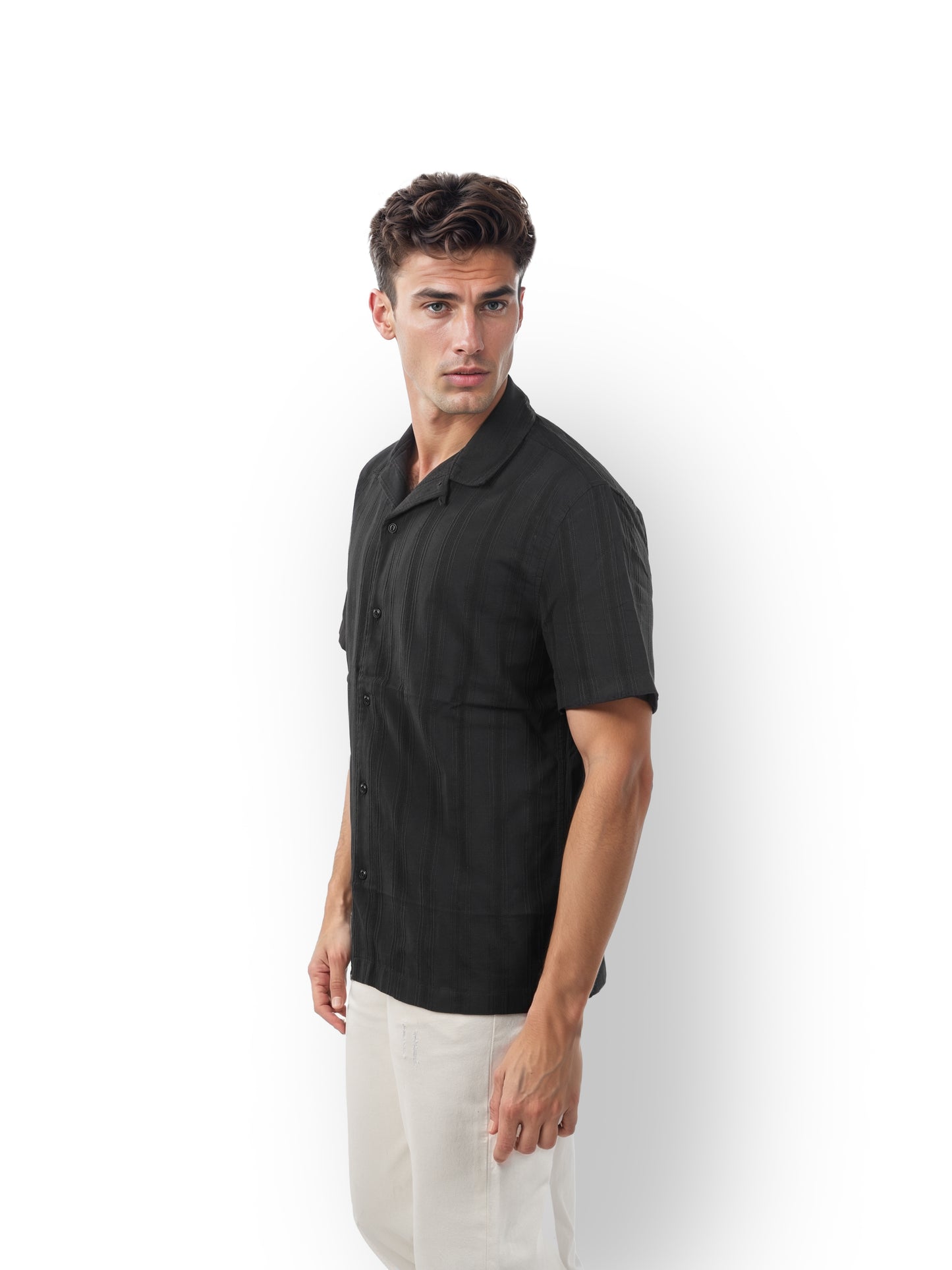 Black Striped Cotton Shirt