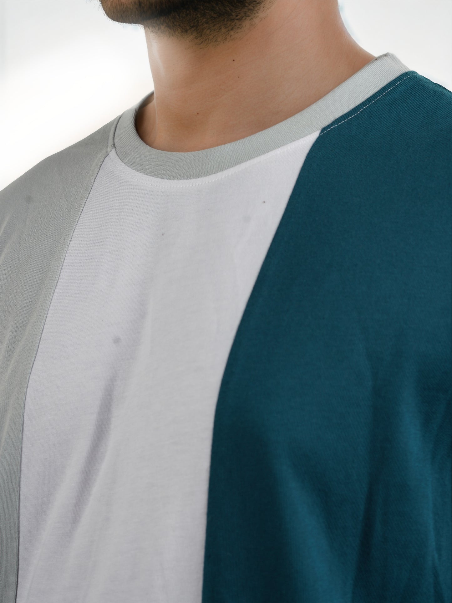 Green Colourblock Cotton T-shirt