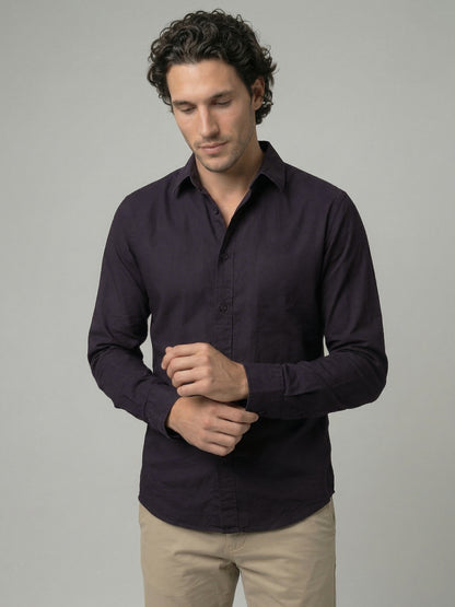 Celio Mens Brown Solid Regular Fit Cotton Shirts