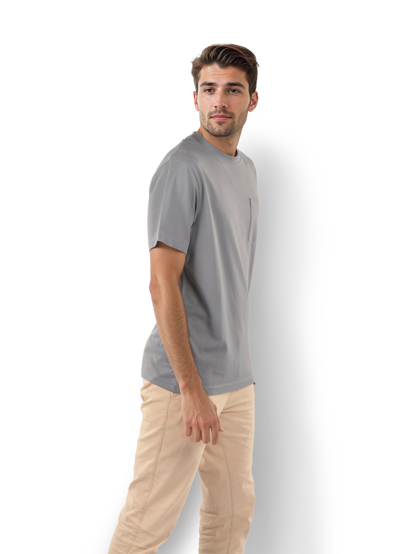 Blue Solid Cotton T-shirt