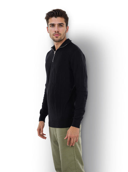 Black Solid Cotton Sweater