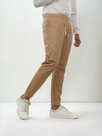 Beige Slim Fit Trousers