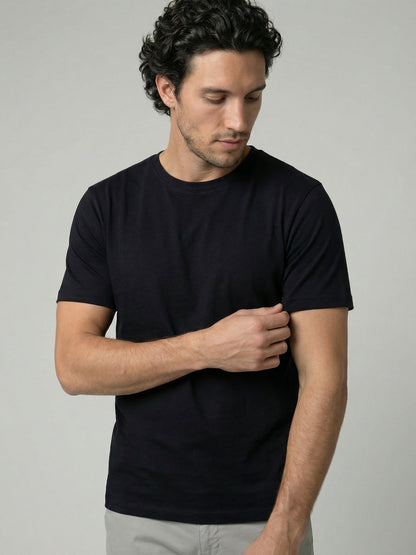Celio Mens Black Solid Slim Fit Cotton T-Shirts