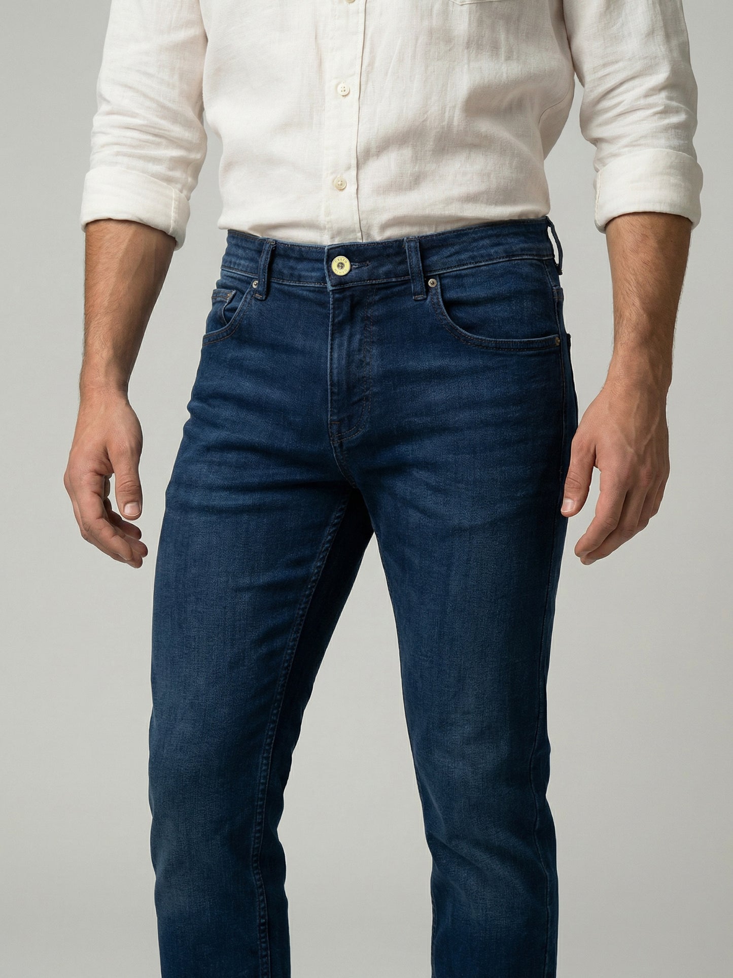 Celio Mens Blue Twill Slim Fit Modal Jeans