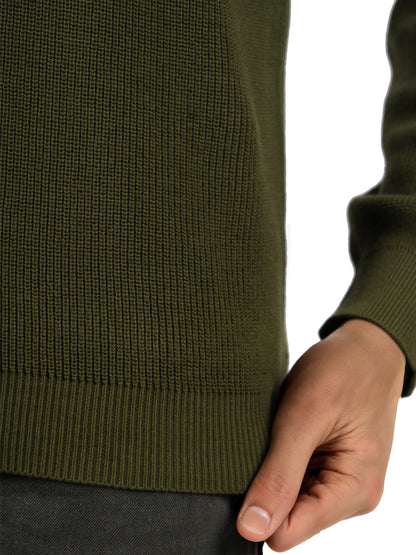 Khaki Solid Cotton Sweater