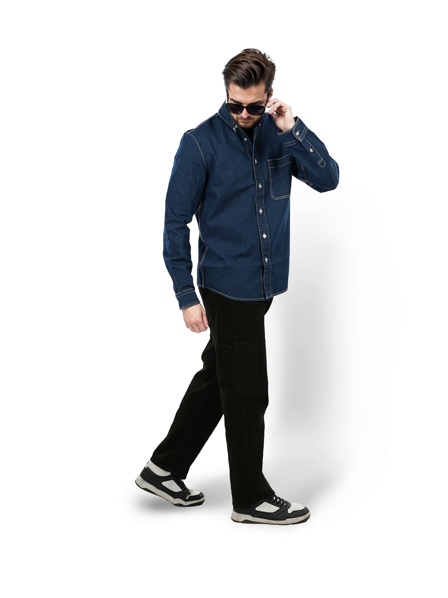 Blue Solid Cotton Shirt