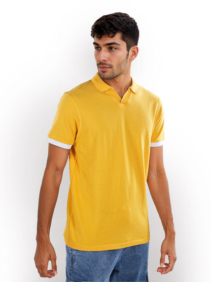 Orange Solid Cotton Polo