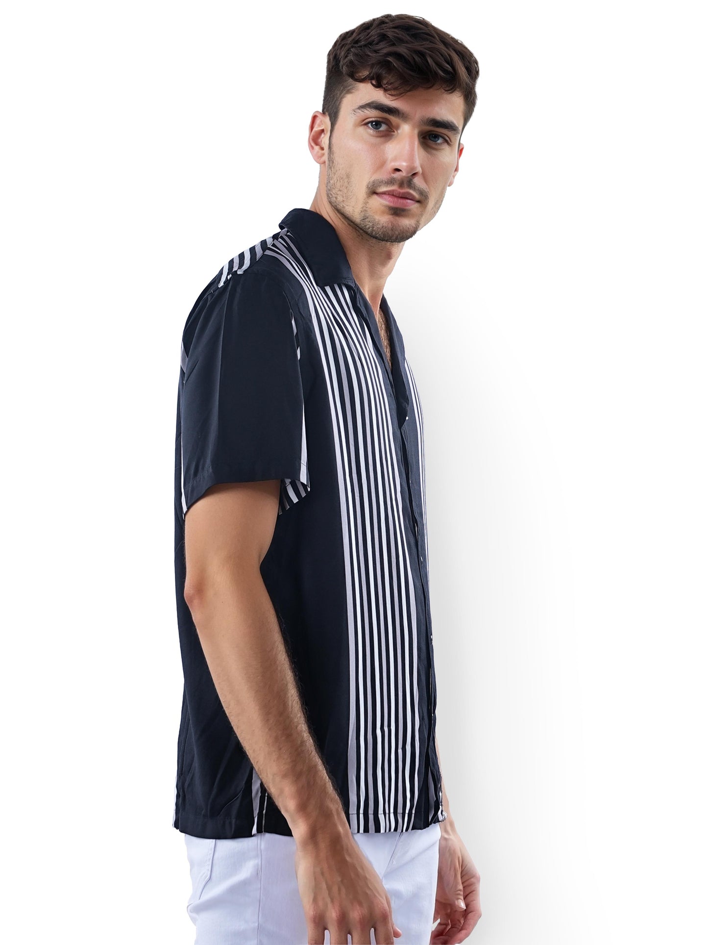 Black Striped Viscose Shirt