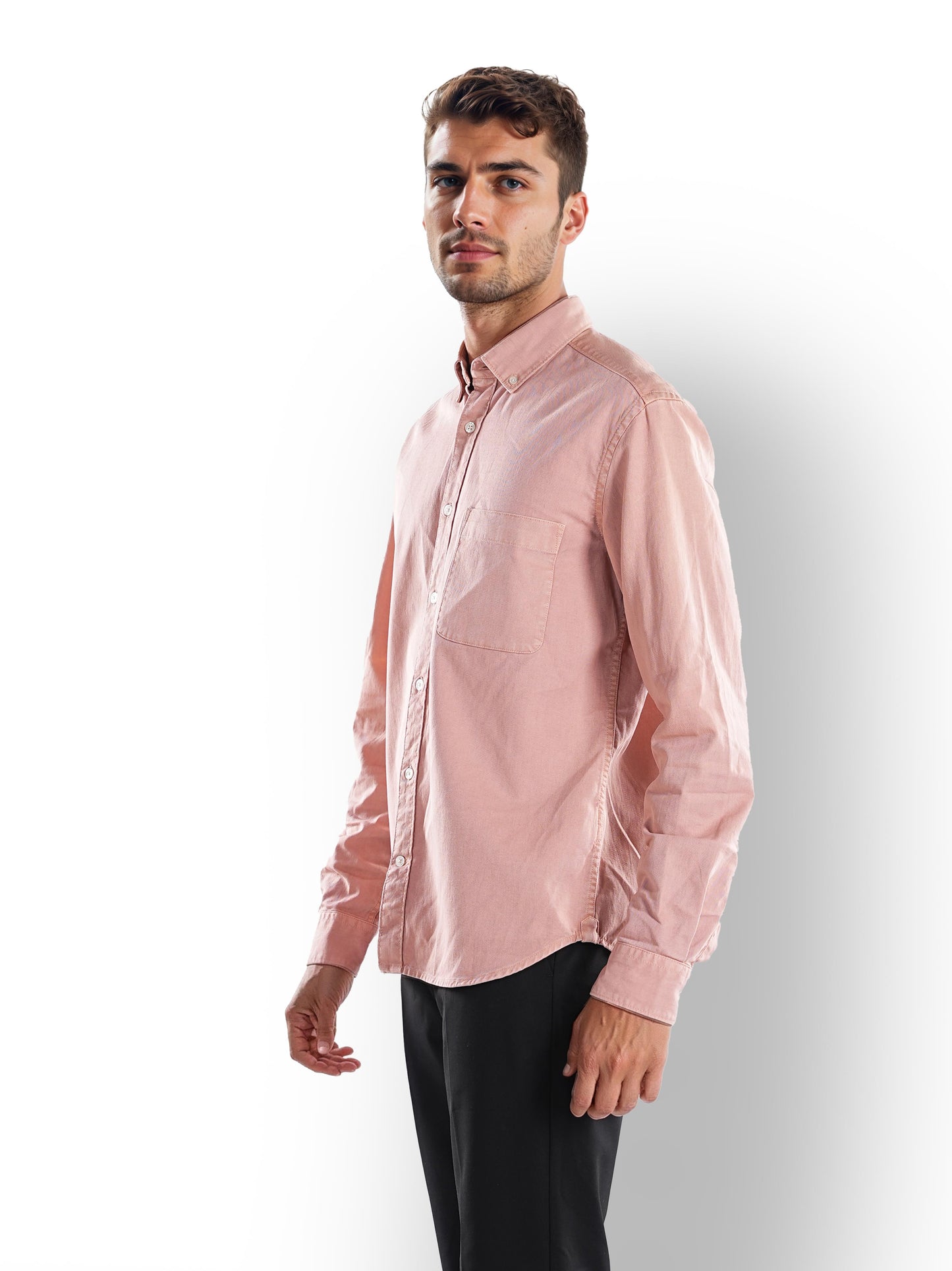 Pink Solid Cotton Shirt