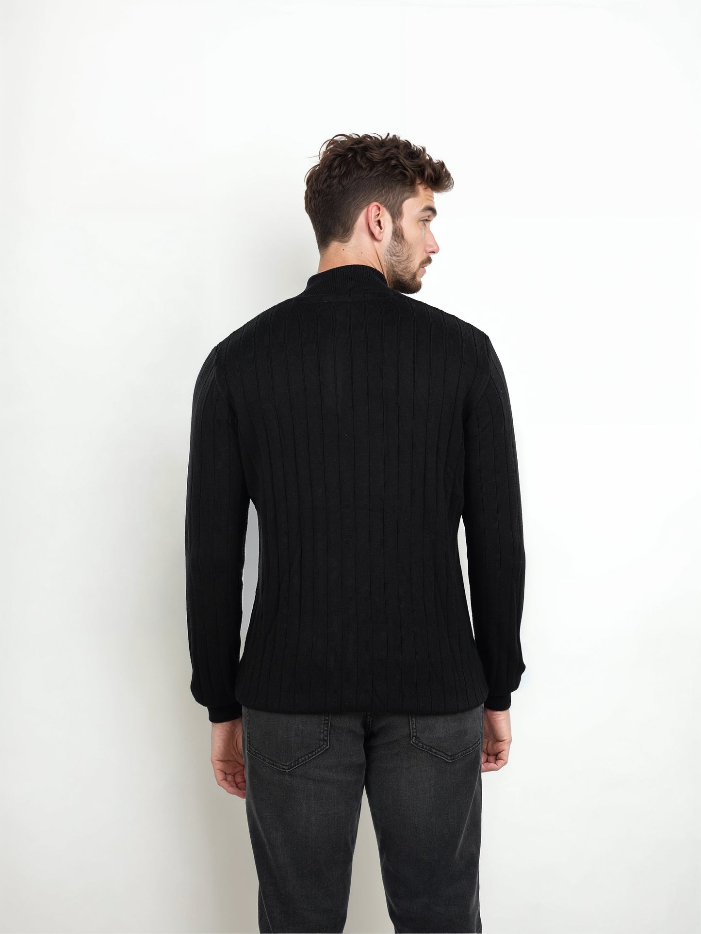 Black Striped Cotton Sweater