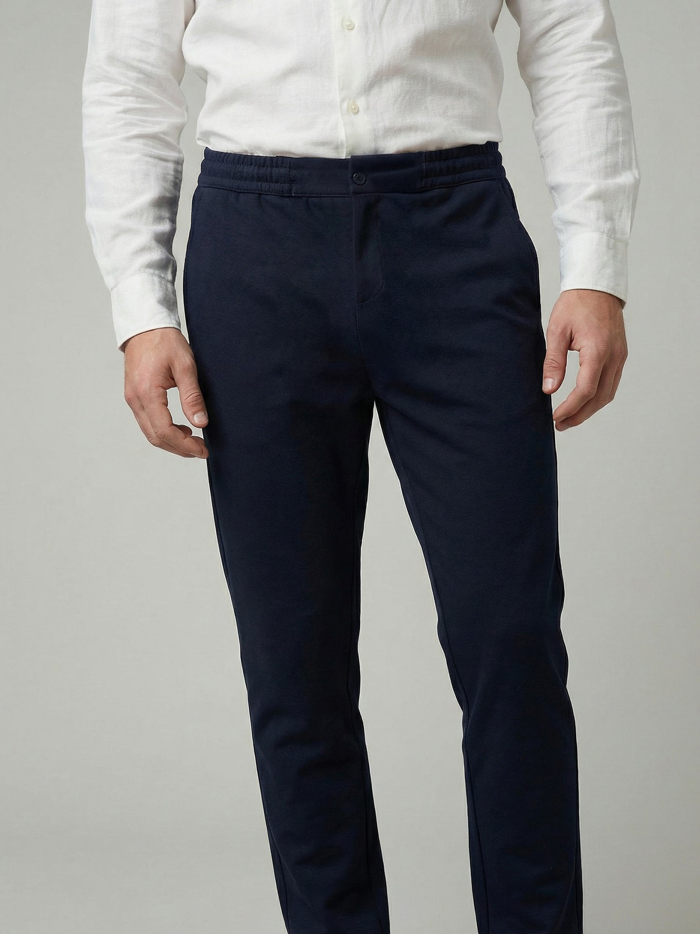 Celio Mens Navy Knit Slim Fit Cotton Casual Trouser