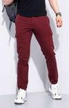 Celio* Cotton-Poly-Blend Slim Fit Maroon Trouser