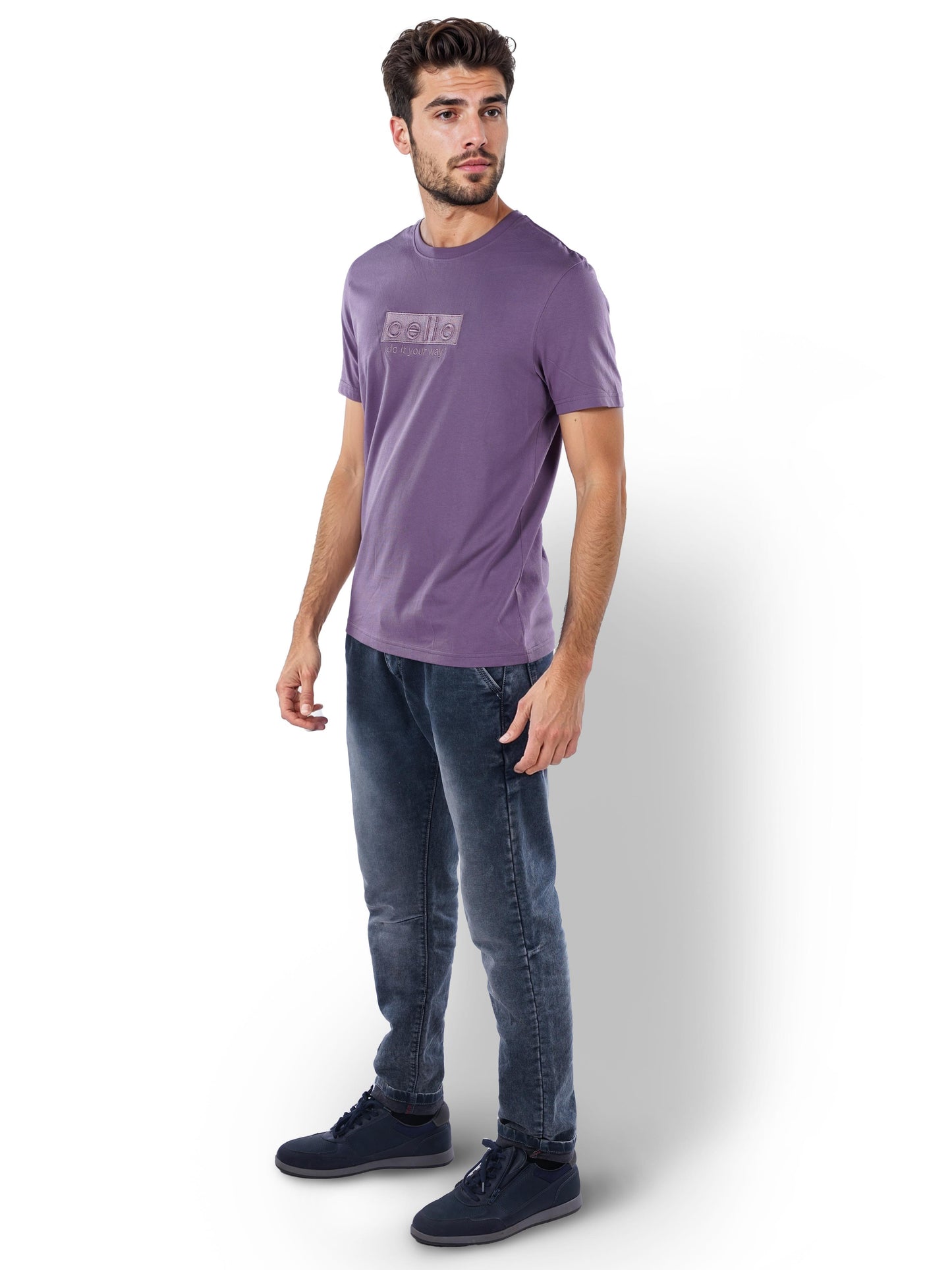 Purple Solid Cotton T-shirt