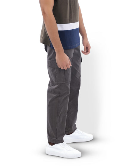 Grey Straight Fit Cargos