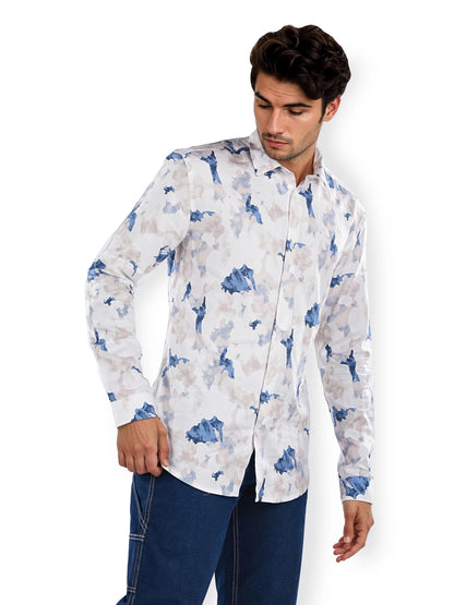 White Printed Cotton Shirt