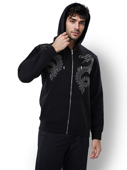 Black Embroidered Cotton Sweatshirt