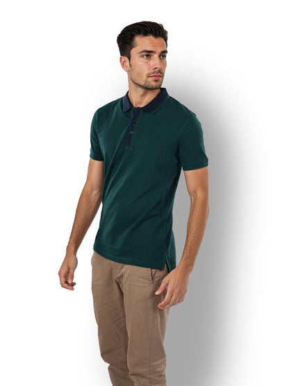 Green Solid Cotton Polo