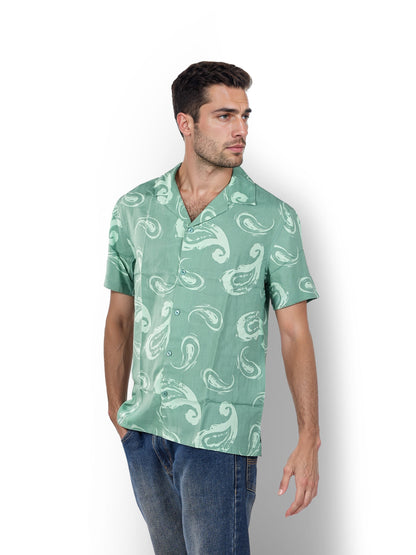 Green Printed Viscose Shirt