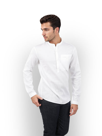 White Solid Cotton Shirt