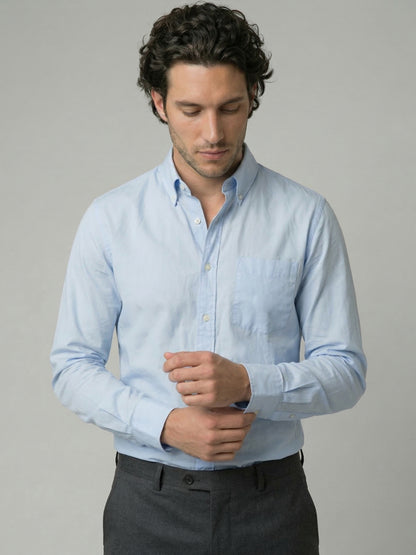Celio Mens Blue Solid Regular Fit Cotton Shirts
