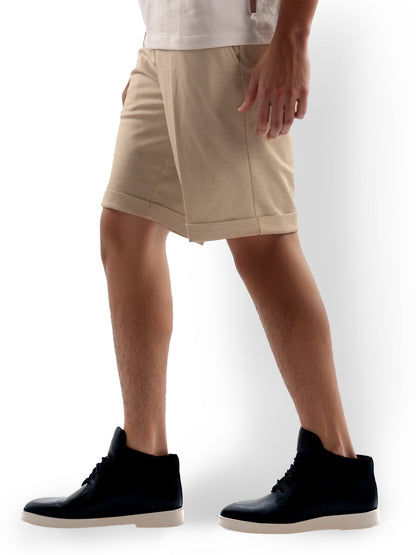 Beige Regular Fit Shorts