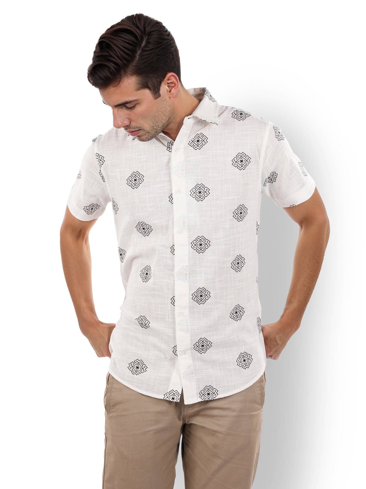 White Printed Cotton Shirt