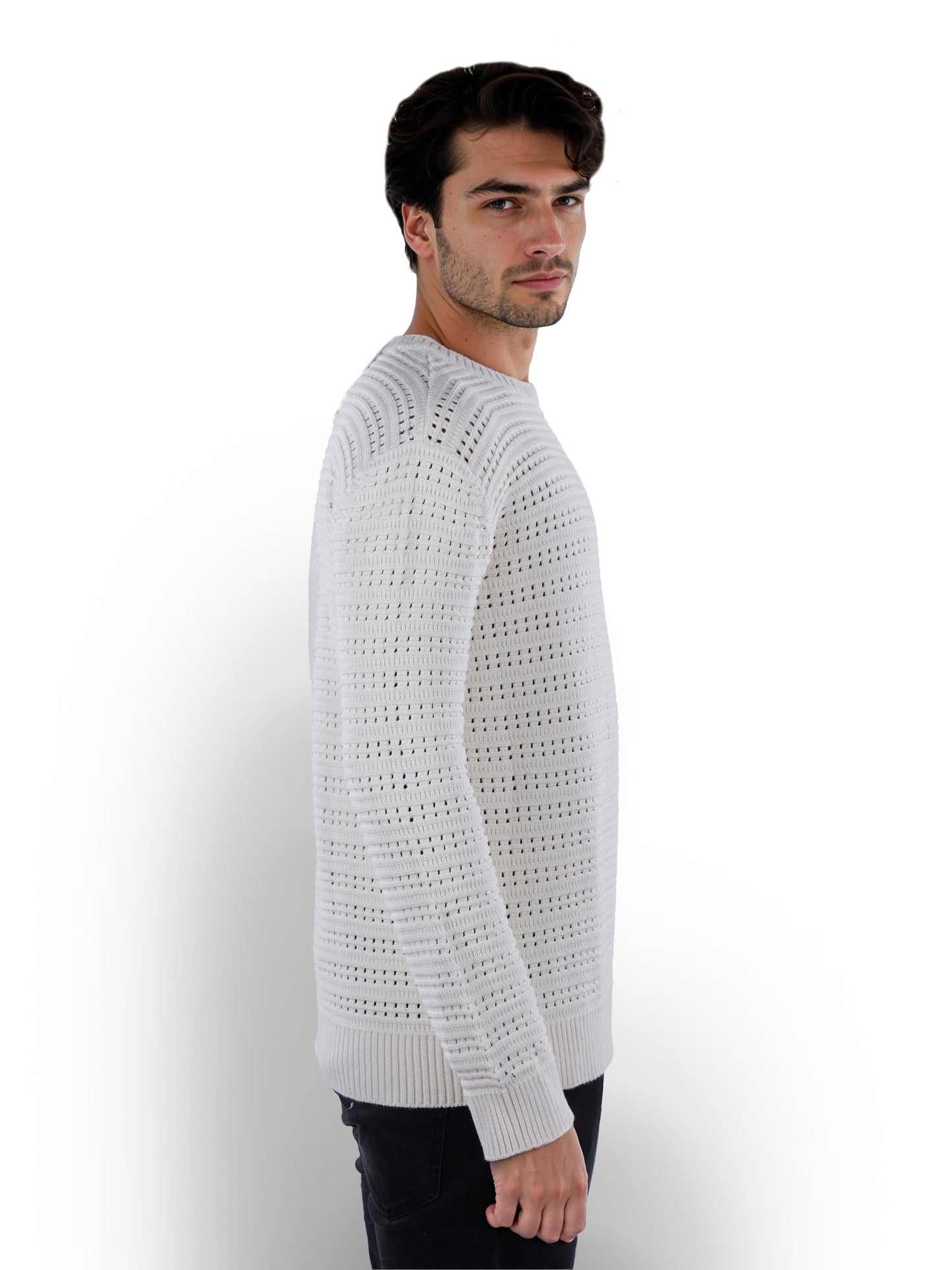 White Solid Cotton Sweater