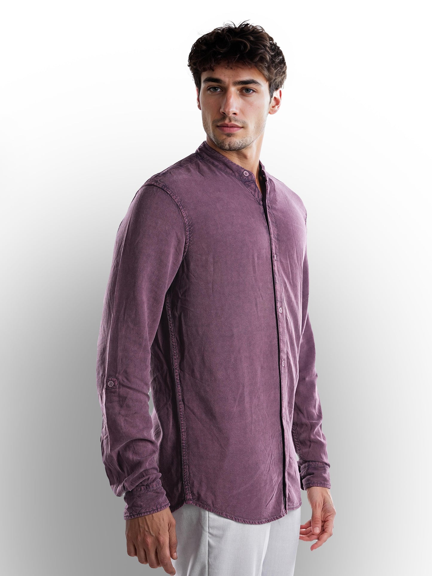 Purple Solid Cotton Shirt