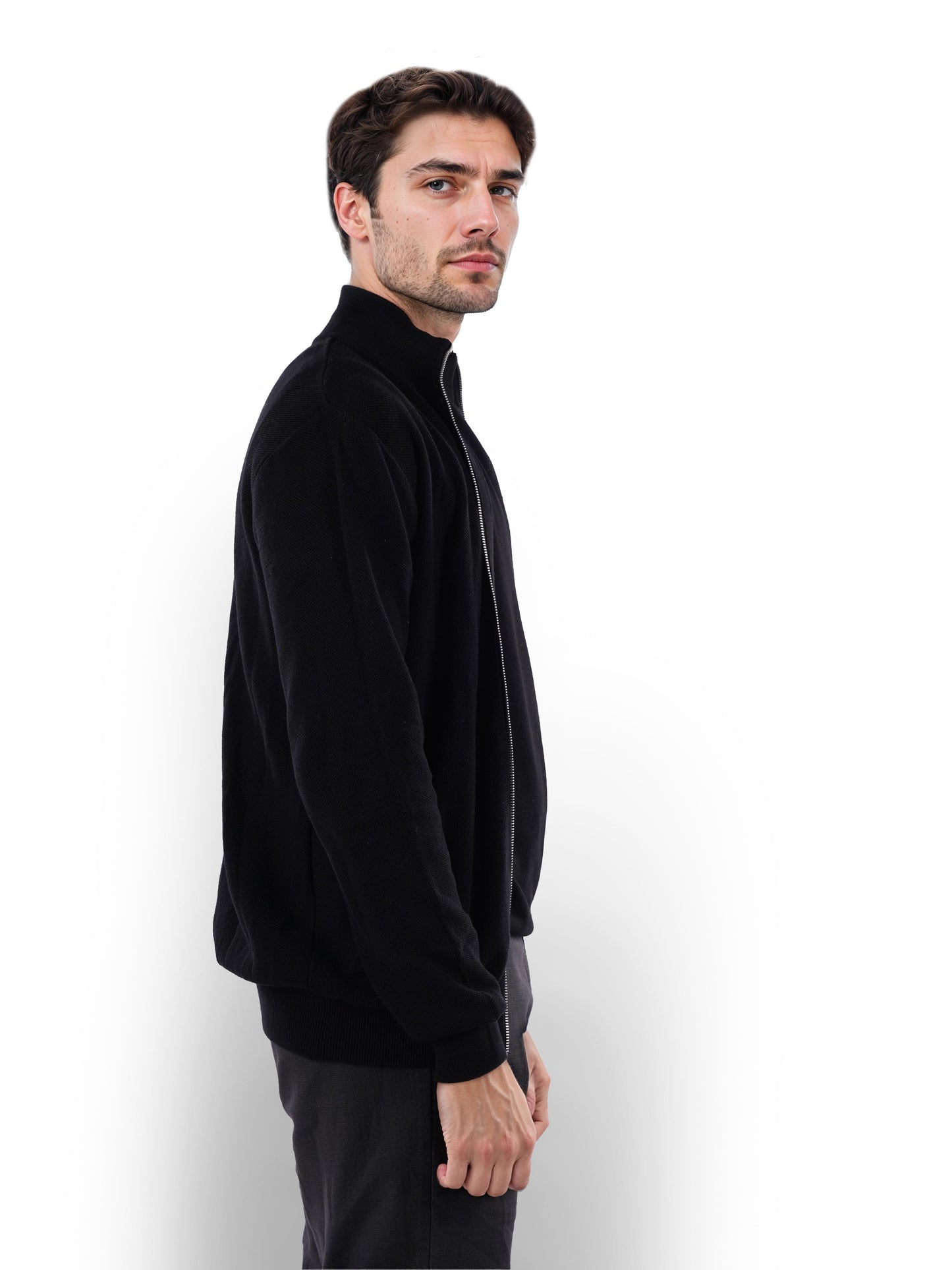 Black Solid Cotton Sweater