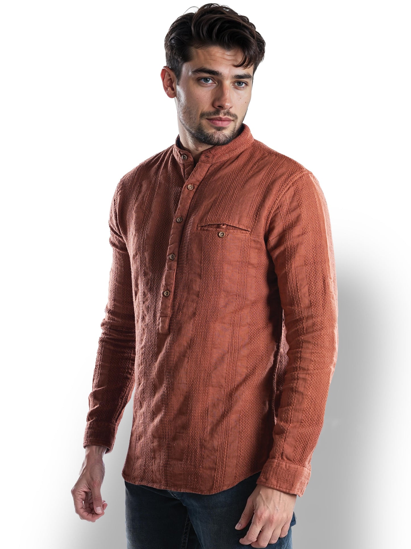 Rust Solid Cotton Shirt