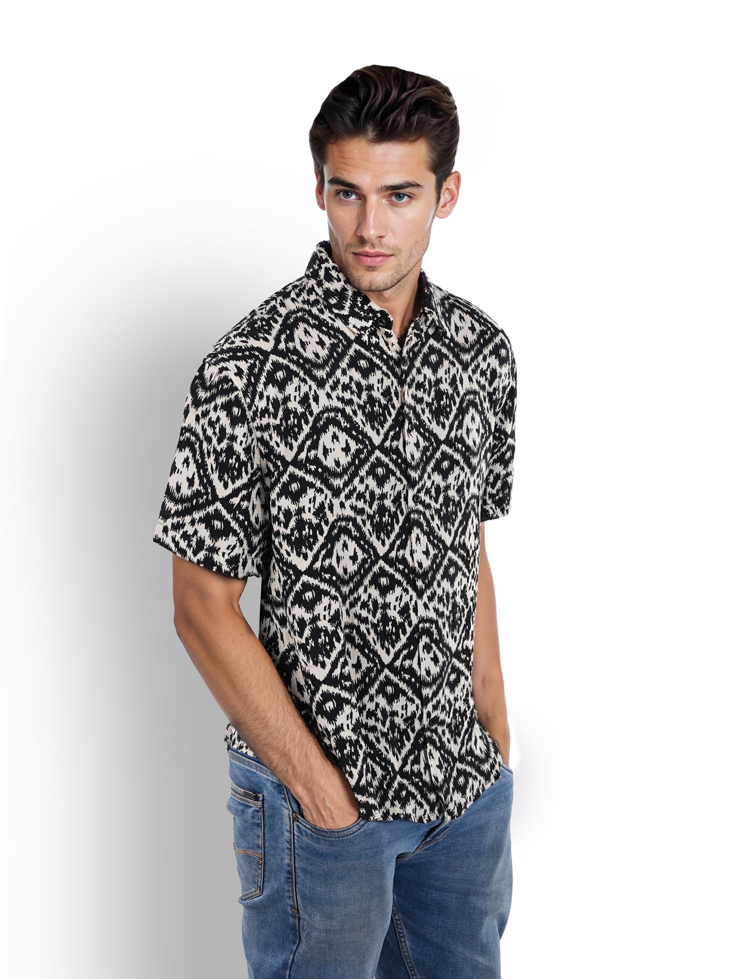 Black Printed Viscose Shirt