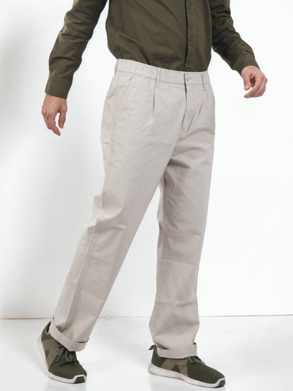 Beige Straight Fit Cargos