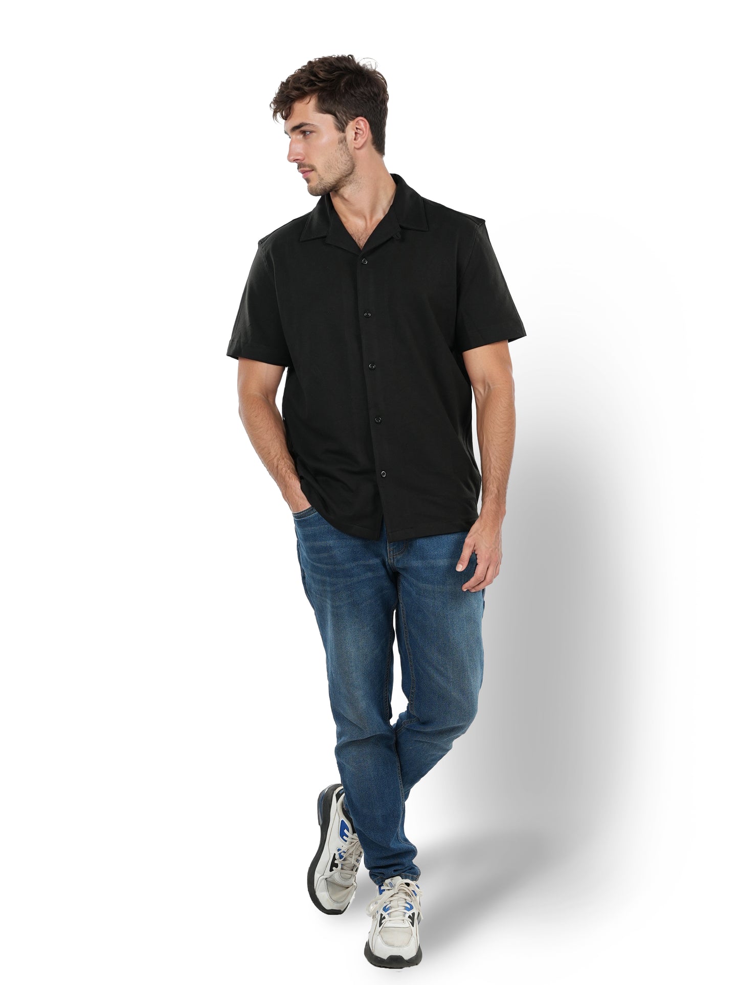 Black Solid Cotton Shirt