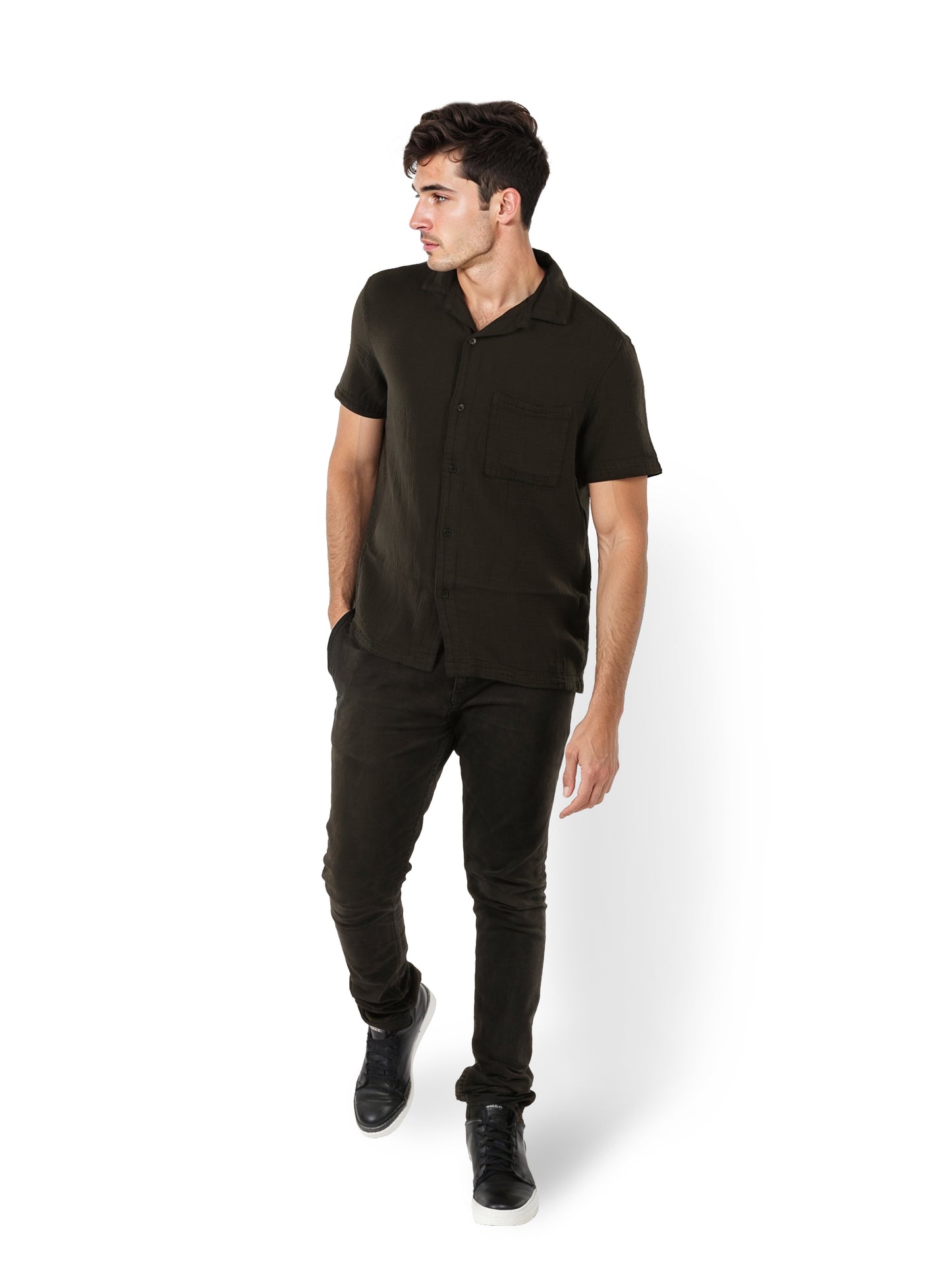 Black Solid Cotton Shirt