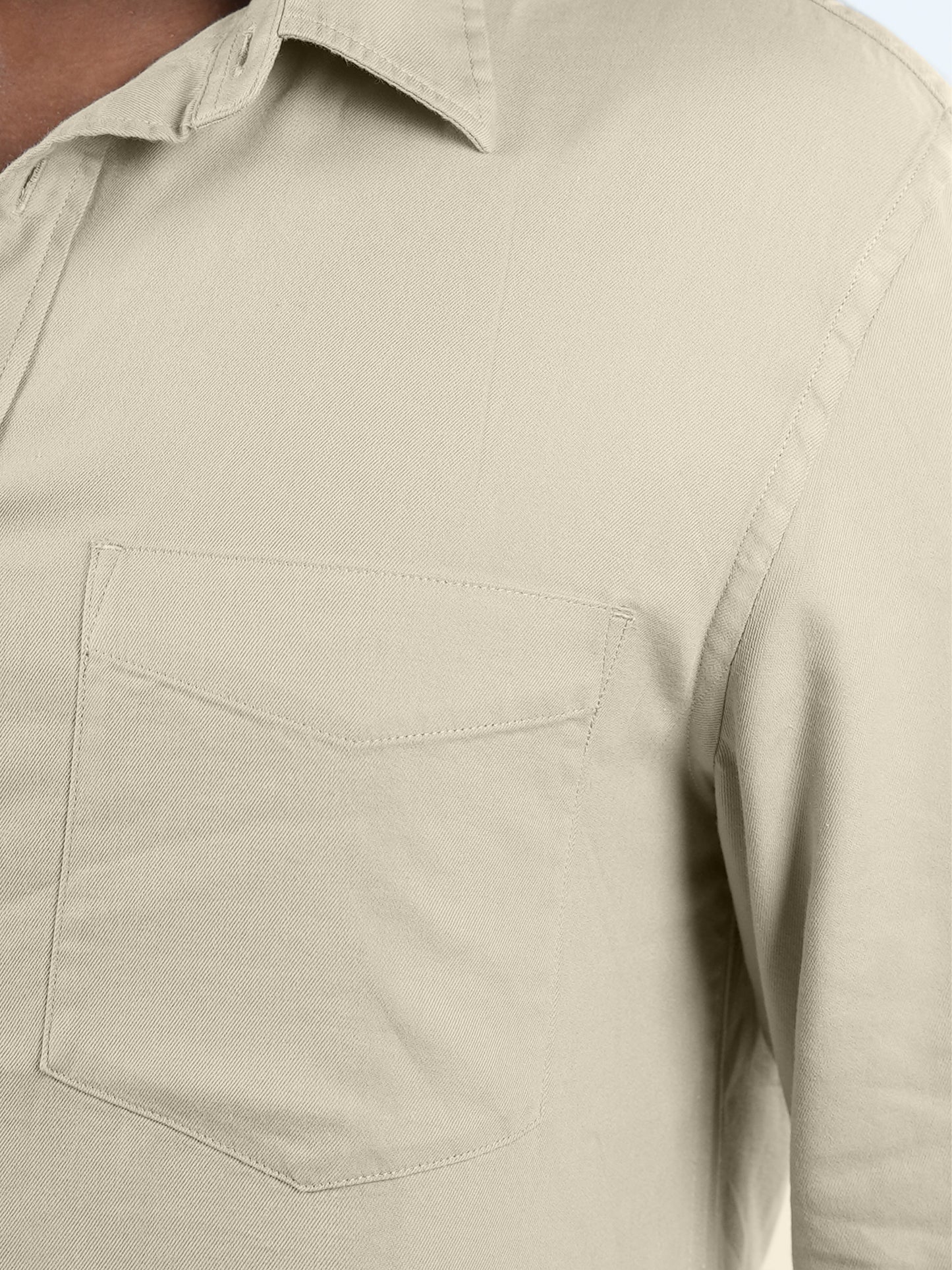 Beige Solid Cotton Shirt