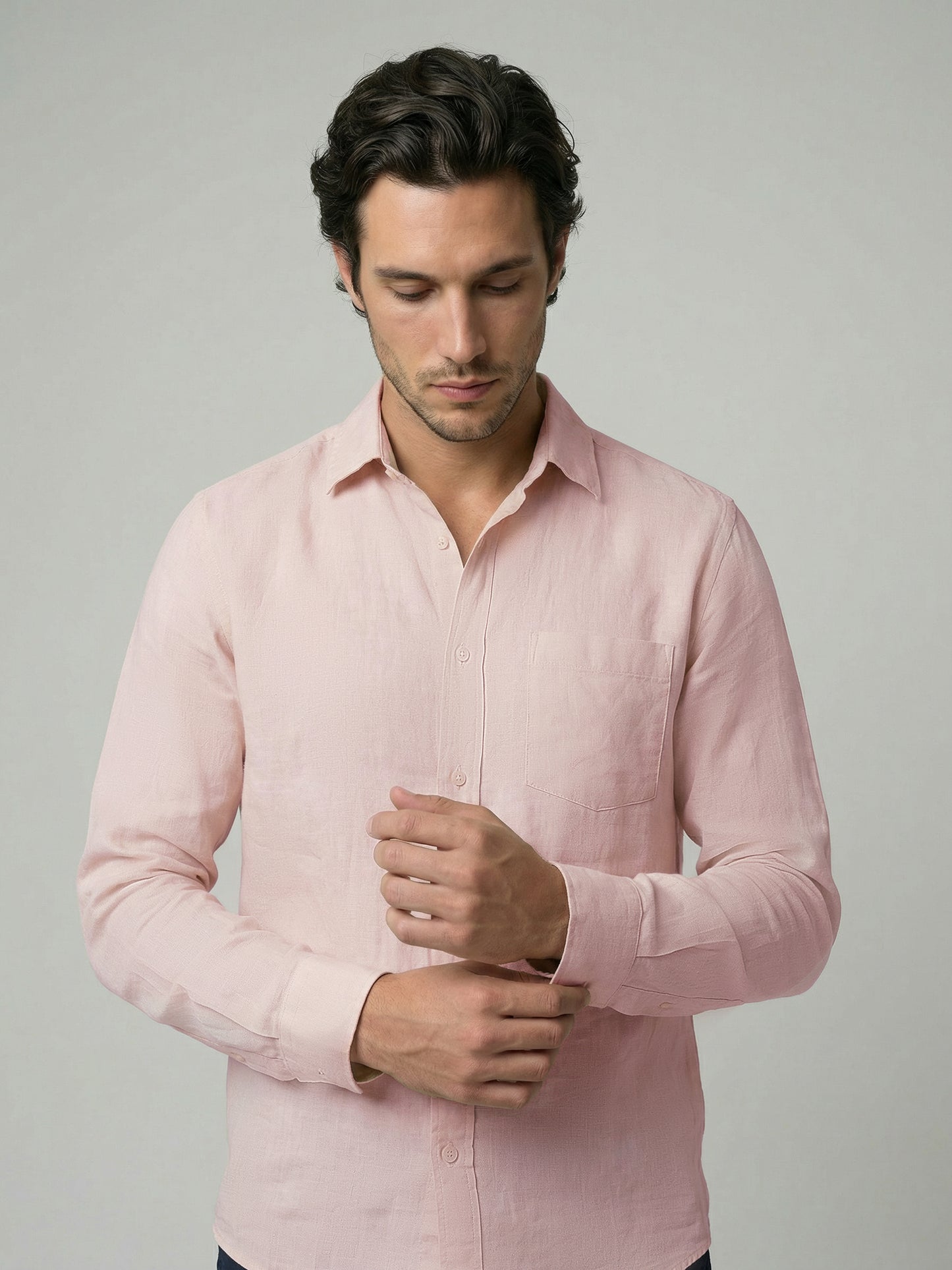 Celio Mens Orange Solid Regular Fit Linen Shirts