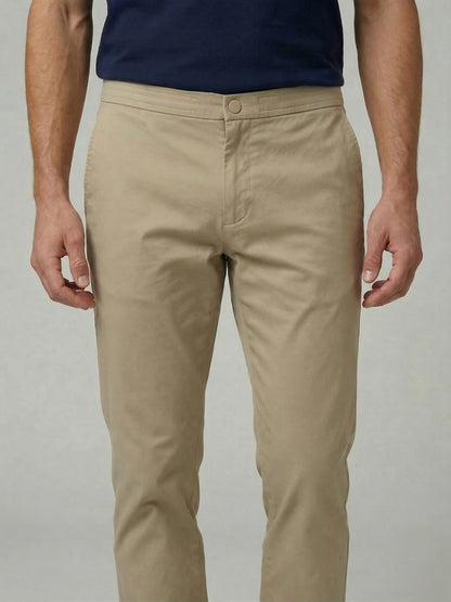 Celio Mens Beige Dobby Slim Fit Polyester Casual Trouser