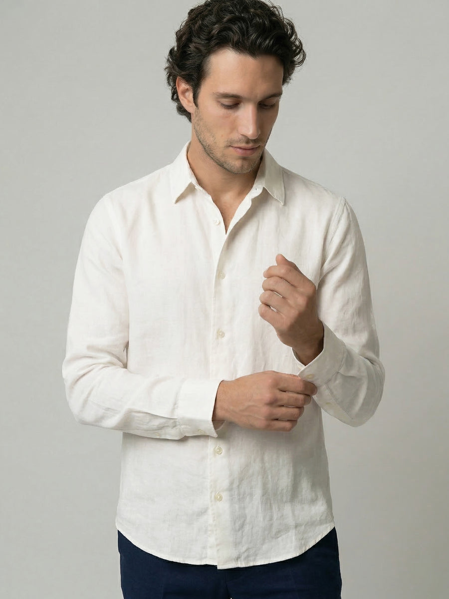 Celio Mens White Solid Regular Fit Cotton Shirts