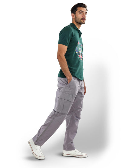 Grey Straight Fit Cargos