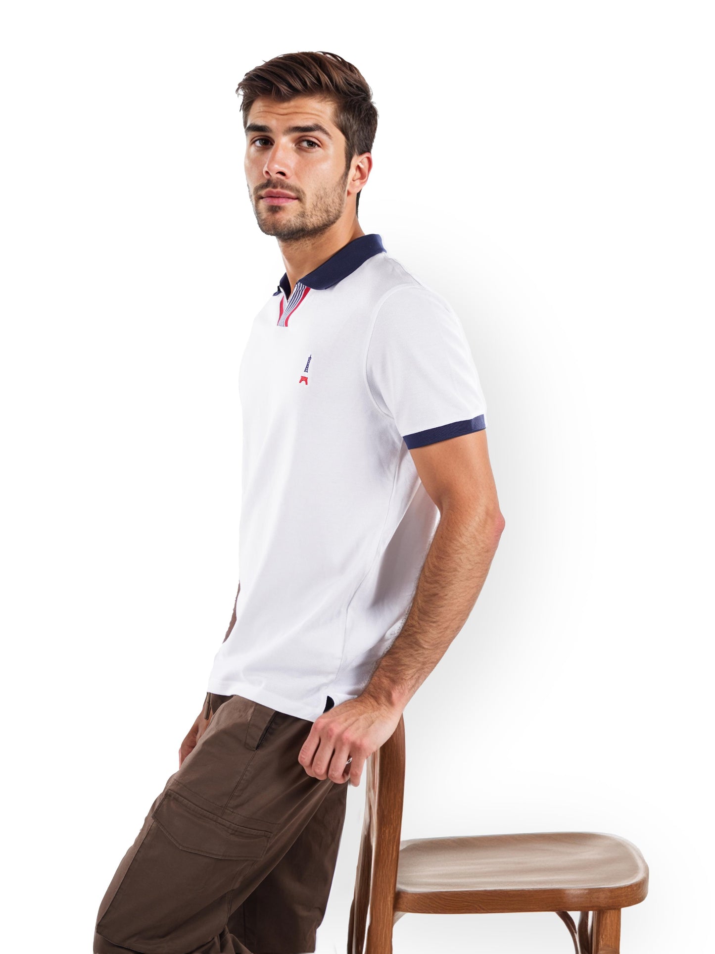 White Solid Cotton Polo