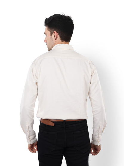 Beige Solid Cotton Shirt