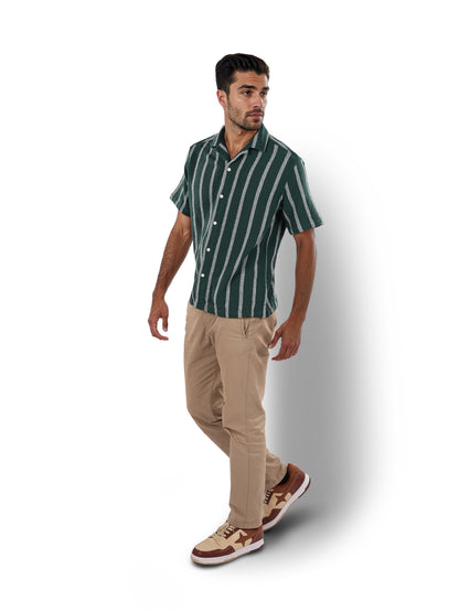 Green Striped Cotton Shirt