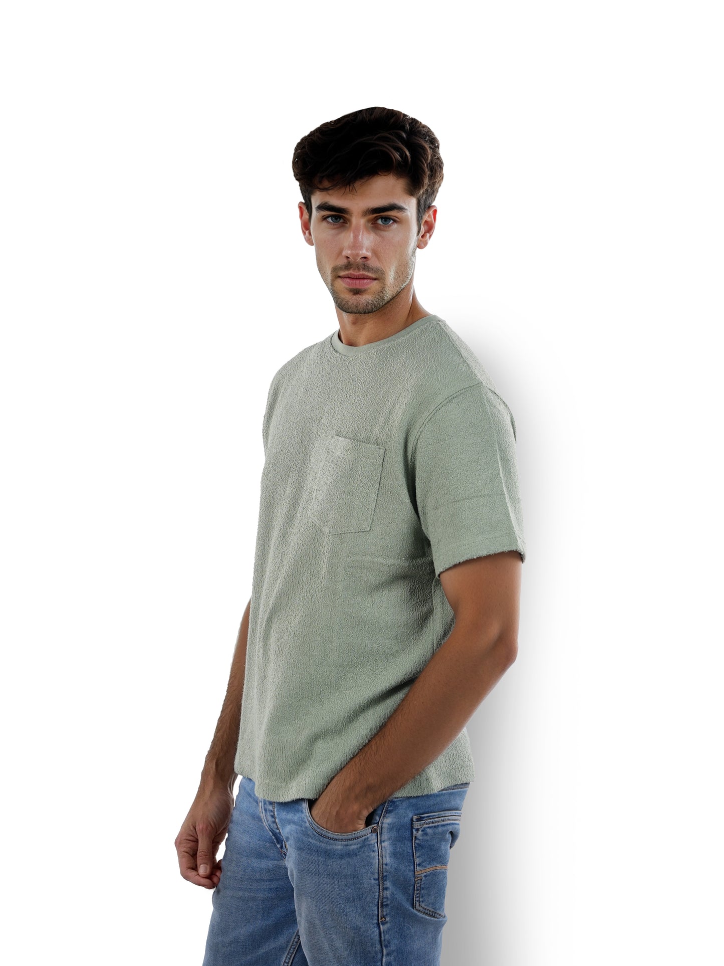 Green Solid Cotton T-shirt