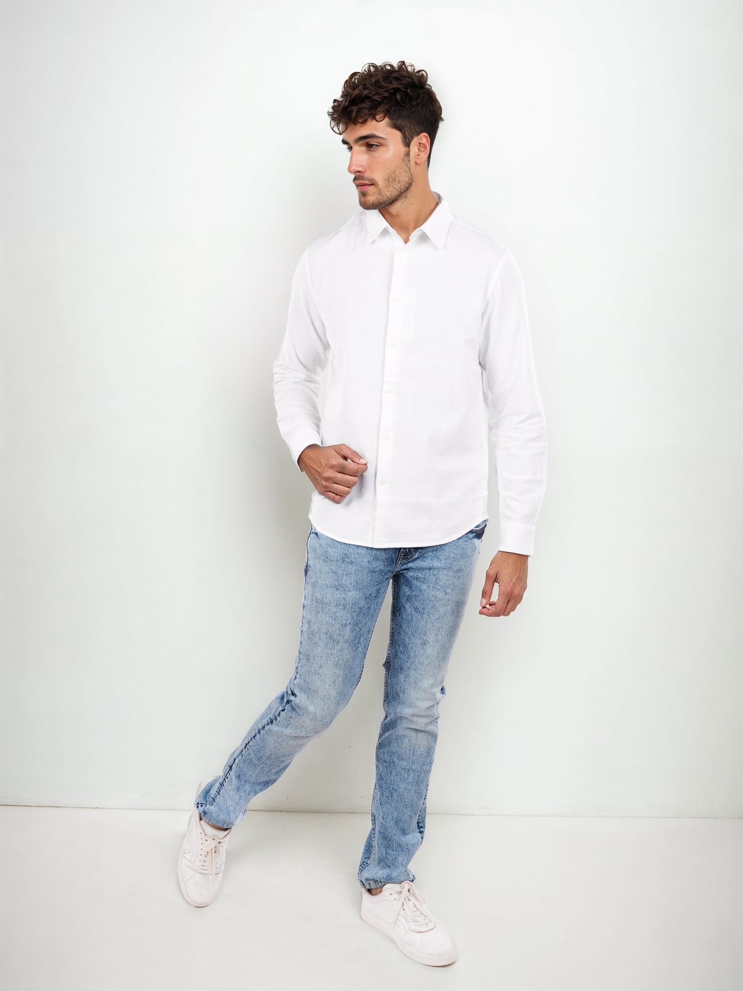 White Solid Cotton Shirt