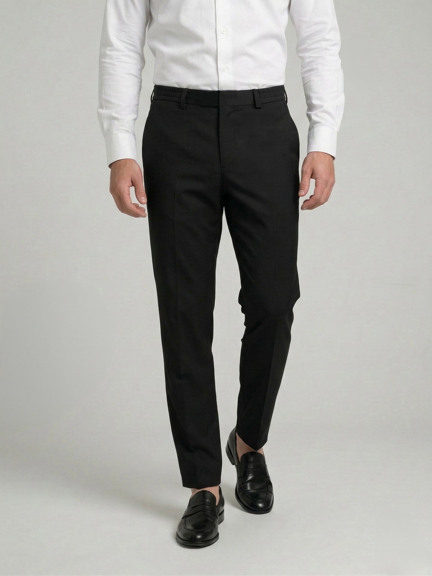 Celio Mens Black Solid 24H Fit Polyester Casual Trouser