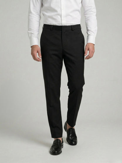 Celio Mens Black Solid 24H Fit Polyester Casual Trouser