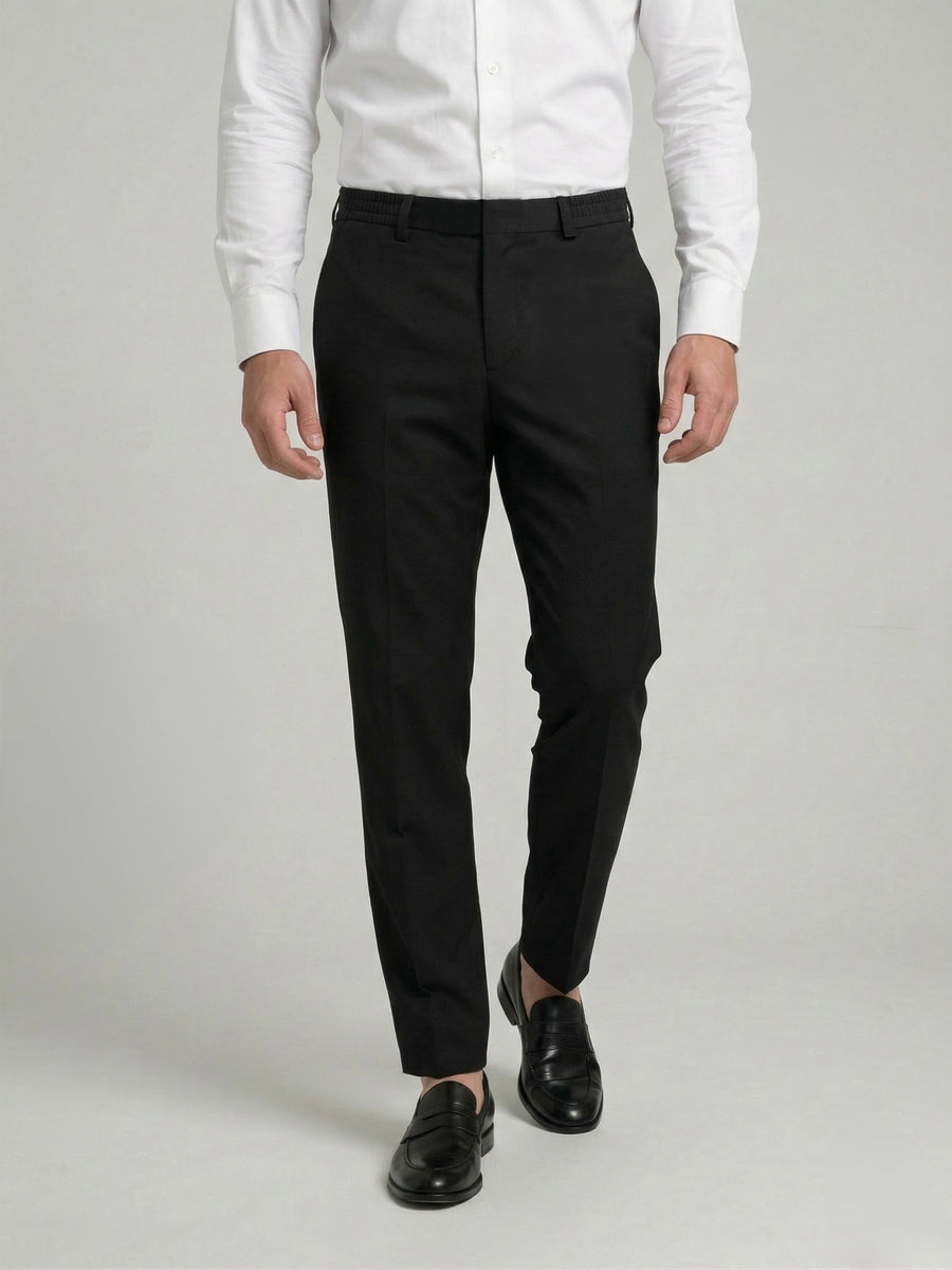 Celio Mens Black Solid 24H Fit Polyester Casual Trouser