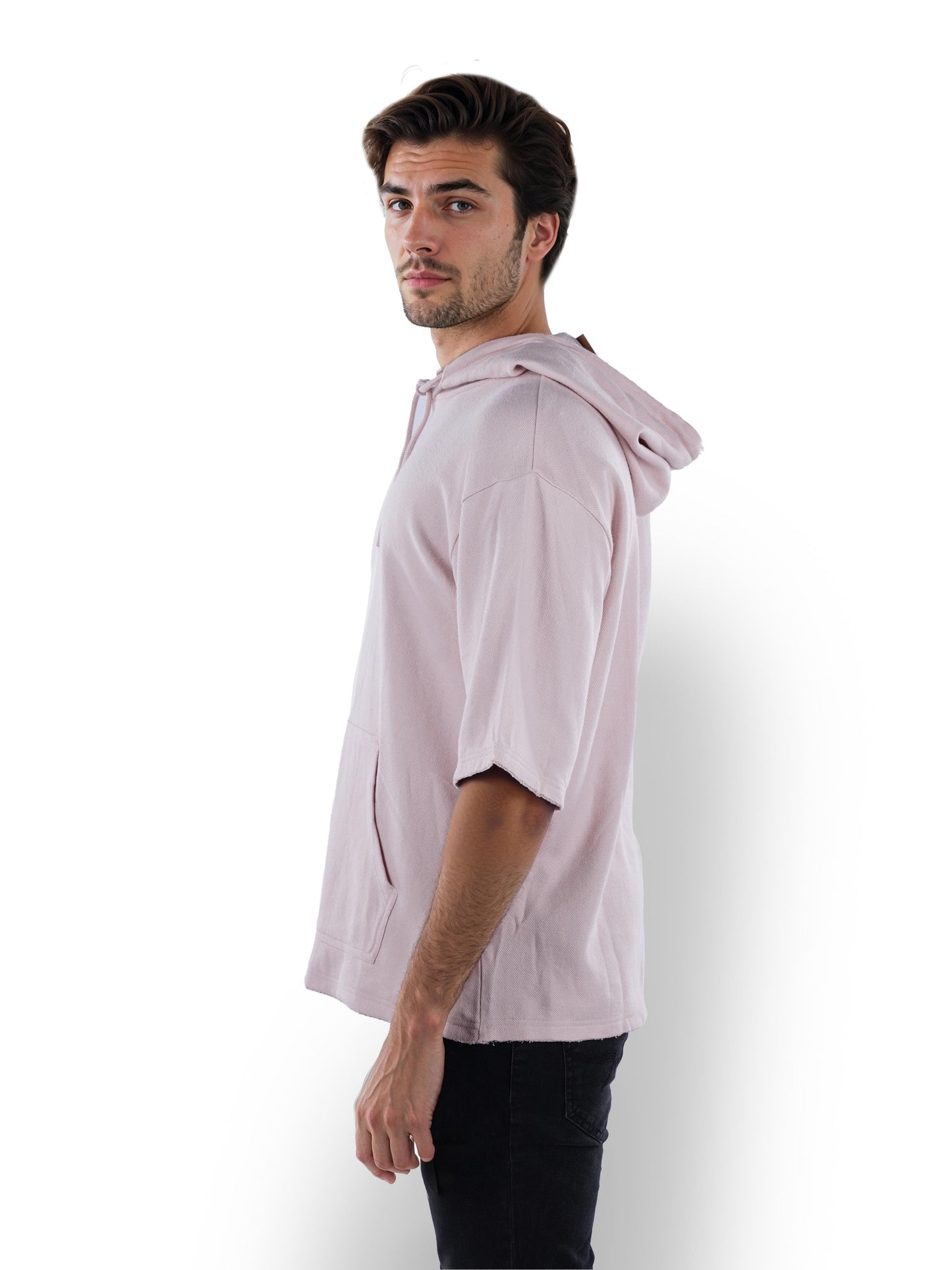 Pink Solid Cotton Sweatshirt