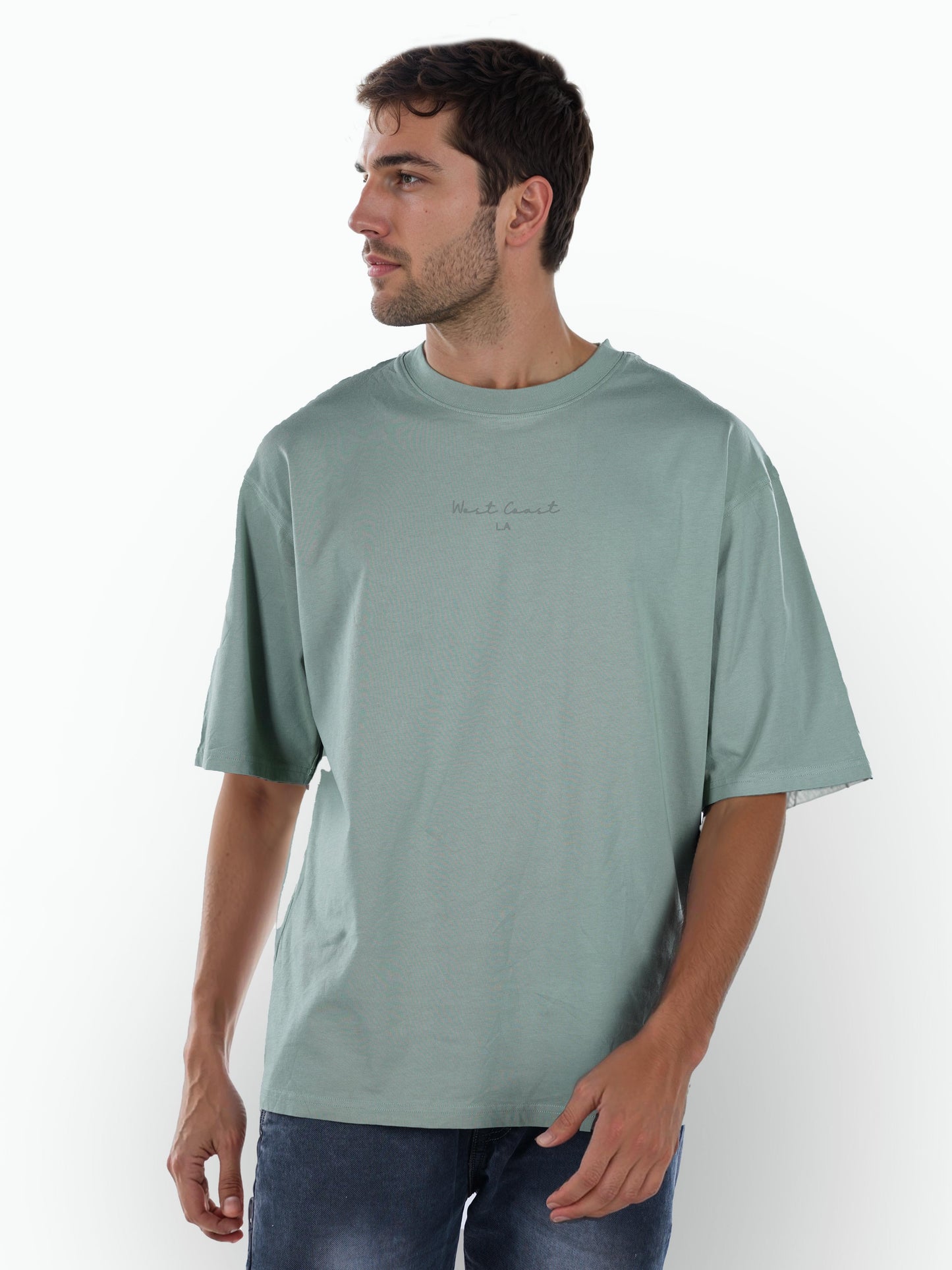 Green Solid Cotton T-shirt